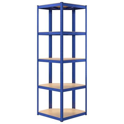 VidaXL Hoekrek 5-laags staal en bewerkt hout blauw