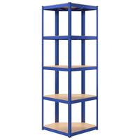 VidaXL Hoekrek 5-laags staal en bewerkt hout blauw - thumbnail