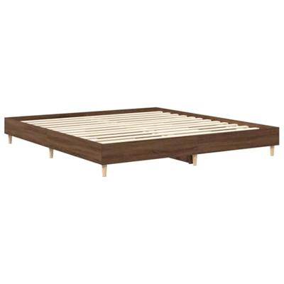 Bedframe zonder matras bewerkt hout bruin eikenkleur 160x200 cm Bedframe zonder matras bewerkt hout bruin eikenkleur 160x200 cm