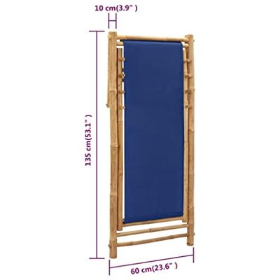 VidaXL Ligstoel bamboe en canvas marineblauw VidaXL Ligstoel bamboe en canvas marineblauw