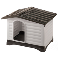 Ferplast 87257099 DOGVILLA 110, Hondenkennel voor buiten met zijpaneel dat open kan, Slag- en UV-bestendig thermoplastisch hars, grijs/zwart, 111 x 84 h 79 cm, L - thumbnail