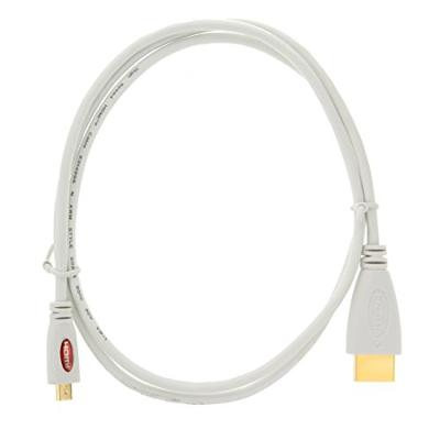 Vergulde Micro HDMI mannetje naar HDMI mannetje Kabel, 1.4 Versie, Lengte: 1meter wit Vergulde Micro HDMI mannetje naar HDMI mannetje Kabel, 1.4 Versie, Lengte: 1meter wit