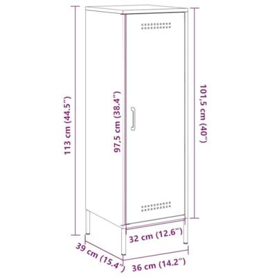 Hoge kast 36x39x113 cm staal antracietkleurig