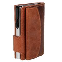 Juscha JU-962508 Pasjeshouder Clicksafe RFID Buffelleer COGNA/ZI 8 Pas Met Opbergvak Voor Muntgeld - thumbnail