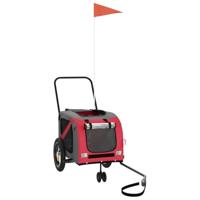 VidaXL Hondenfietstrailer oxford stof en ijzer rood en zwart - thumbnail