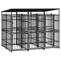 Hondenkennel met dak 5,53 m² staal - thumbnail