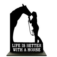 Houten Standaard - Vrouw met Paard - Pillow Buddies - thumbnail