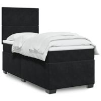 Boxspring met matras fluweel zwart 90x190 cm - thumbnail