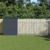 Kippenhok met ren 165x659x181 cm gegalvaniseerd staal antraciet - thumbnail