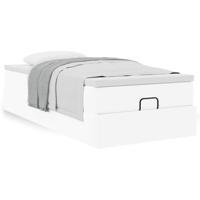 Ottoman bed met matras 90x200cm kunstleer wit - thumbnail