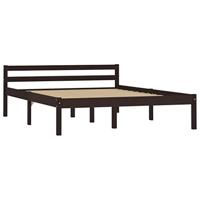 Bedframe massief grenenhout donkerbruin 140x200 cm - thumbnail