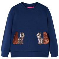 Kindertrui met eekhoorns van pailletten 116 marineblauw - thumbnail