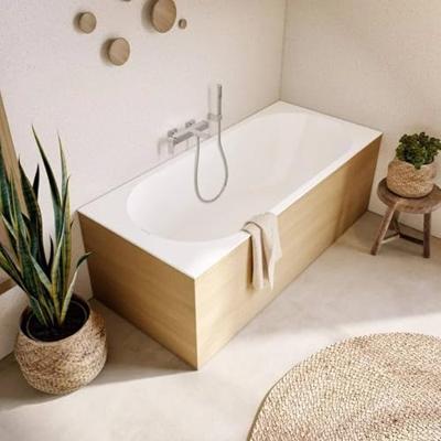 Villeroy & Boch Oberon 2.0 kunststof duobad quaryl rechthoekig 180x80x47cm - incl. poten en afvoer-/overloopcombinatie mat wit ubq180obr2dv-rw - thumbnail