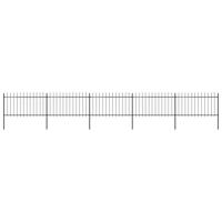 Tuinhek met speren bovenkant 8,5x1 m staal zwart - thumbnail