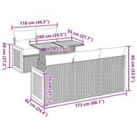 6-delige Loungeset met kussens poly rattan acacia beige - thumbnail
