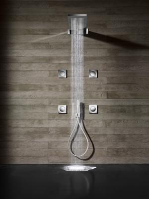 Hotbath Hoofddouche Mate 16.5x53.7 cm Met Casade Wandmodel Opbouw Geborsteld Nikkel
