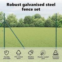 VidaXL Afrasteringspaal groen 10 x 1,6 m (25 mm gaas) staal en pvc - thumbnail