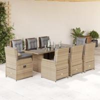 9-delige Tuinset met kussens poly rattan beige - thumbnail