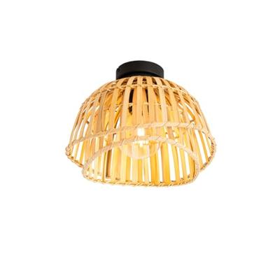 QAZQA Oosterse plafondlamp zwart met naturel bamboe 30 cm - Pua