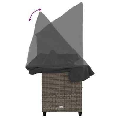 Ligbed met luifel en kussens poly rattangrijs