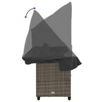 Ligbed met luifel en kussens poly rattangrijs - thumbnail