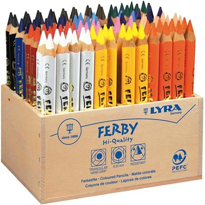 Lyra Super ferby 1 kleurpotloden, l: 12 cm, vulling 6,25 mm, diverse kleuren, 96 stuk/ 1 doos Lyra Super ferby 1 kleurpotloden, l: 12 cm, vulling 6,25 mm, diverse kleuren, 96 stuk/ 1 doos