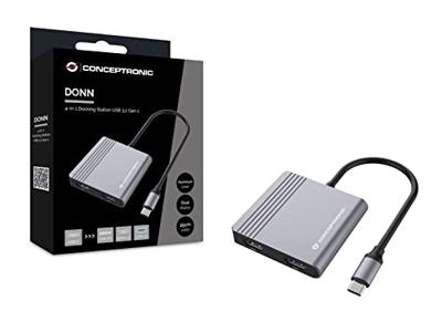 Conceptronic DONN13G laptop dock & poortreplicator Bedraad USB 3.2 Gen 1 (3.1 Gen 1) Type-C Grijs