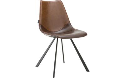 Goossens Eetkamerstoel Point donkerbruin kunstleer leuning, urban industrieel