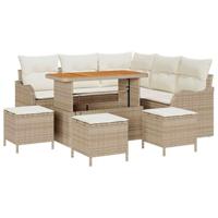 Tuinbankenset met kussen 9 pcs Beige poly rattan - thumbnail