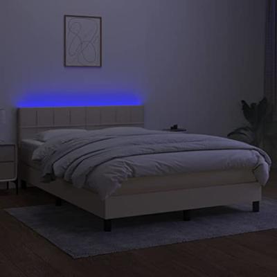 Boxspring met matras en LED stof crèmekleurig 140x200 cm
