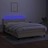 Boxspring met matras en LED stof crèmekleurig 140x200 cm - thumbnail