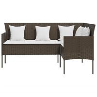 5-delige Loungeset L-vormig met kussens poly rattan bruin - thumbnail