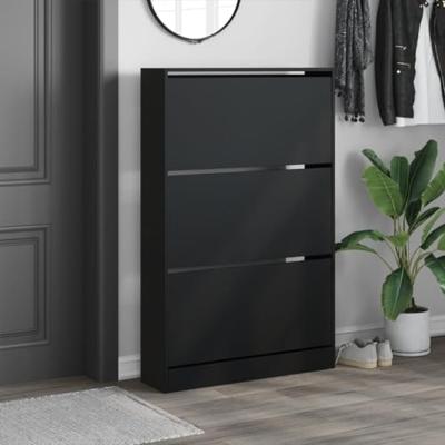Schoenenkast 80x21x125,5 cm bewerkt hout zwart