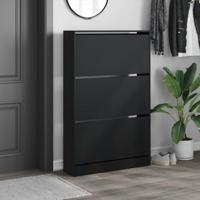 Schoenenkast 80x21x125,5 cm bewerkt hout zwart - thumbnail