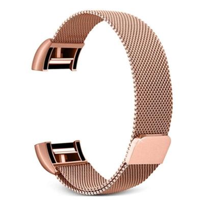 Smart Watch roestvrijstalen polsband horlogeband voor FITBIT charge 2 (Rose Gold)