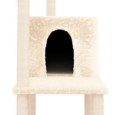 Kattenmeubel met sisal krabpalen 144,5 cm crmekleurig - thumbnail