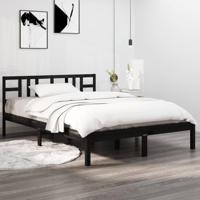 Bedframe massief hout zwart 140x190 cm - thumbnail