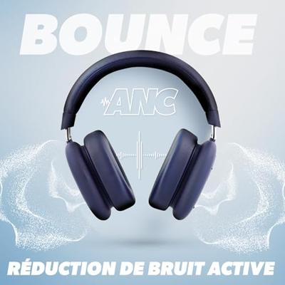 T'nB - Bounce ANC Midnight Blue, draadloze bluetooth-hoofdtelefoon, actieve ANC-ruisonderdrukking, looptijd 50 uur, meeslepend geluid, geïntegreerde microfoon, Bluetooth 5.3, 3,5 mm jackstekker