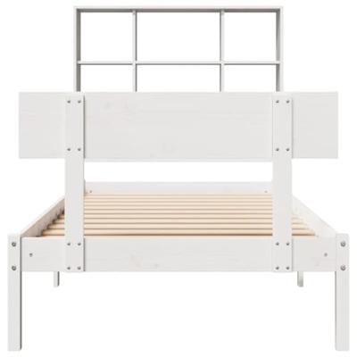 Bed met boekenkast zonder matras grenenhout wit 90x200 cm