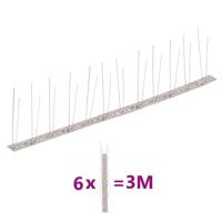 Vogel- en duivenpinnen met 2 rijen 6 st 3 m roestvrij staal - thumbnail