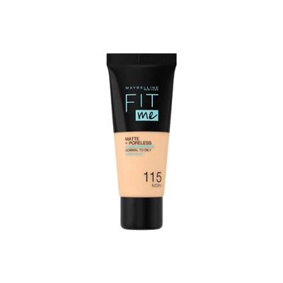 Maybelline Fit Me Matte + Poreless Foundation - 115 Ivory - Medium Dekkende Foundation met Matte Finish voor de Normale tot Vette Huid - 30 ml