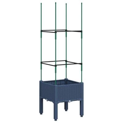 VidaXL Plantenbak met latwerk 40x40x142,5 cm polypropeen blauwgrijs VidaXL Plantenbak met latwerk 40x40x142,5 cm polypropeen blauwgrijs
