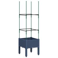 VidaXL Plantenbak met latwerk 40x40x142,5 cm polypropeen blauwgrijs - thumbnail