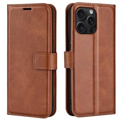 Casecentive Leren Wallet case met sluiting iPhone 16 Pro tan