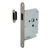 Woningbouw magneet loopslot, voorplaat afgerond rvs, 20x174, doorn 50mm incl. sluitplaat/kom industr - thumbnail