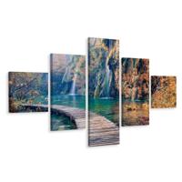 Schilderij - Pad langs waterval , 5luik, premium print - thumbnail