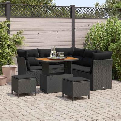 Tuinbankenset 8 pcs Zwart poly rattan