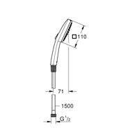 Flexibele set en 2-straals douchekop - GROHE Vitalio Comfort 110 26973001 - Gemakkelijk kiezen - Waterbesparend - thumbnail