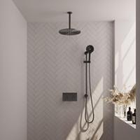 Gunmetal Carving thermostatische inbouw regendouche set met drukknoppen en geïntegreerde glijstang - thumbnail