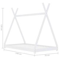 Kinderbedframe massief grenenhout wit 70x140 cm - thumbnail
